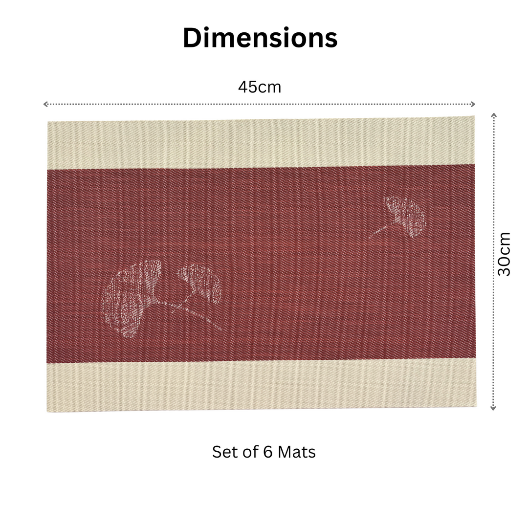 Livmodern Premium Vinyl Table Placemats - Set of 6 mats - Garnet Bloom