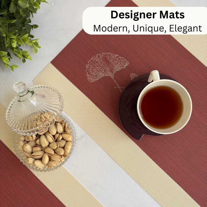 Livmodern Premium Vinyl Table Placemats - Set of 4 mats- Garnet Bloom