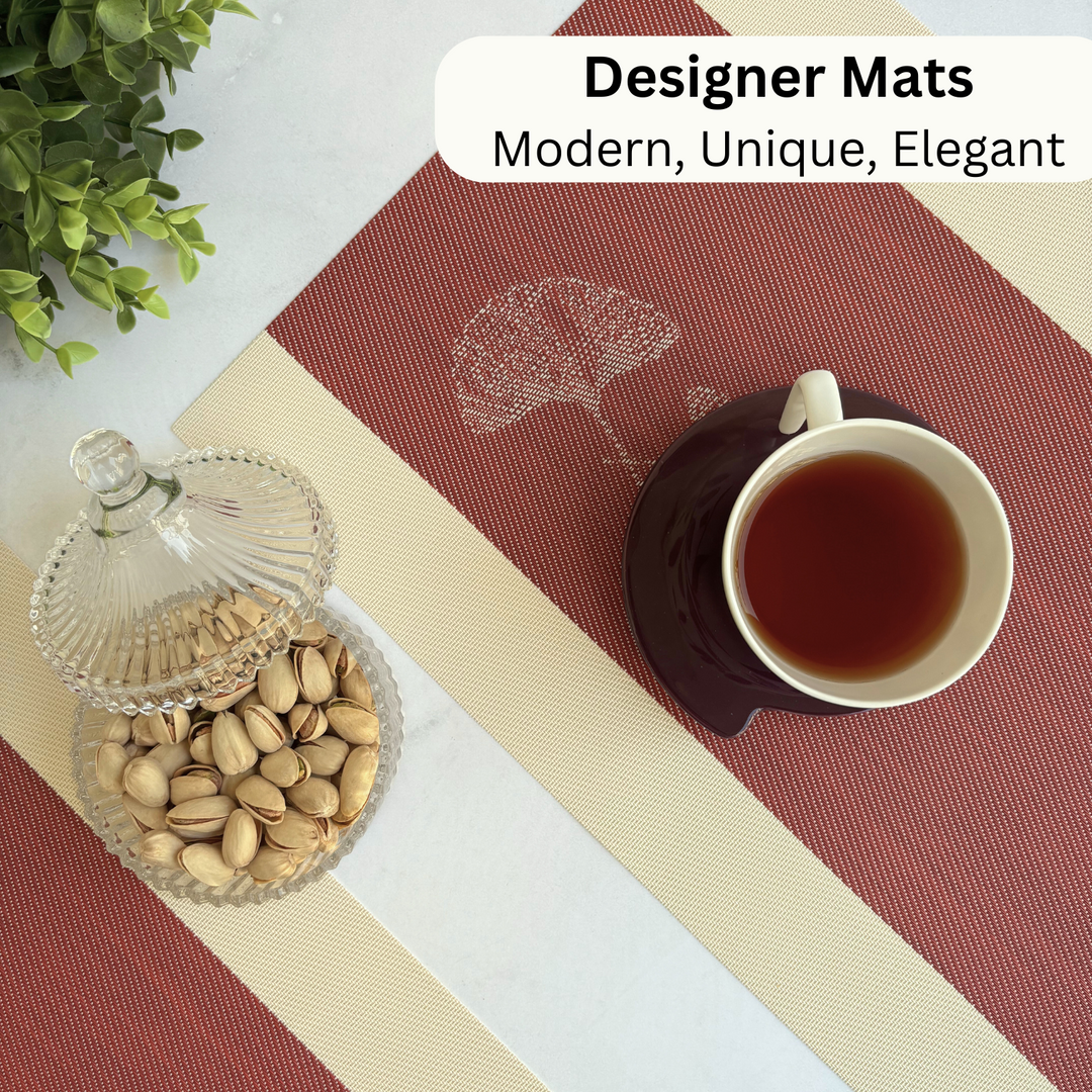 Livmodern Premium Vinyl Table Placemats - Set of 6 mats - Garnet Bloom
