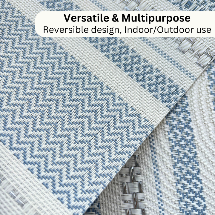 Livmodern Premium Vinyl Table Placemats - Set of 6 mats - Sapphire Weave
