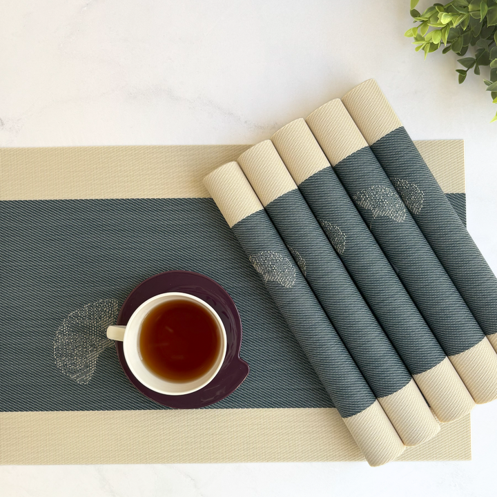 Livmodern Premium Vinyl Table Placemats - Set of 6 mats - Midnight Bloom