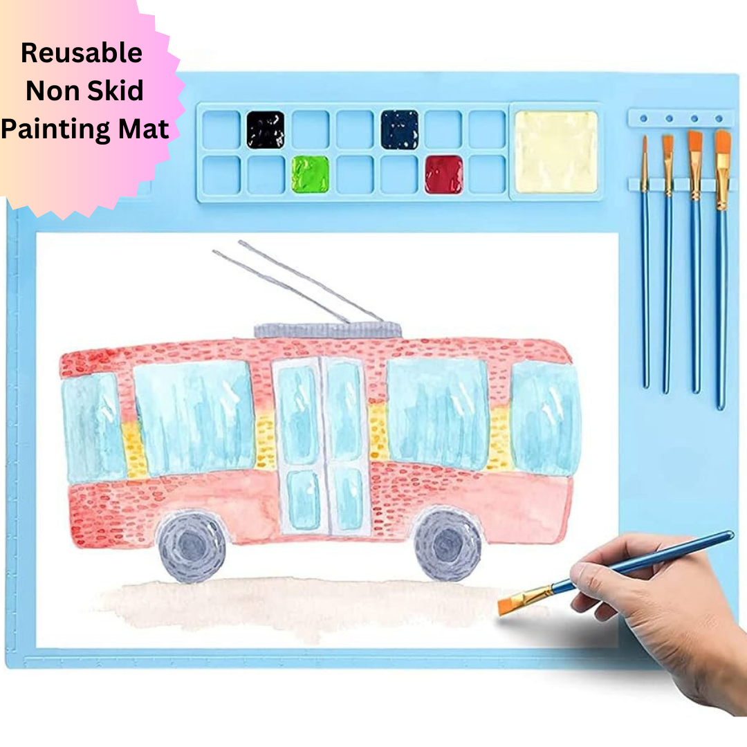 Livmodern Premium Silicone Multipurpose Art and Craft Mat for Painting, Clay, Jewelry Making, Resin Art with in-Built pallete