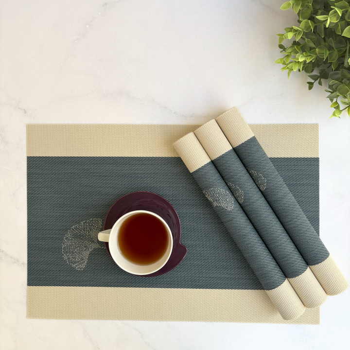 Livmodern Premium Vinyl Table Placemats - Set of 4 mats- Midnight Bloom