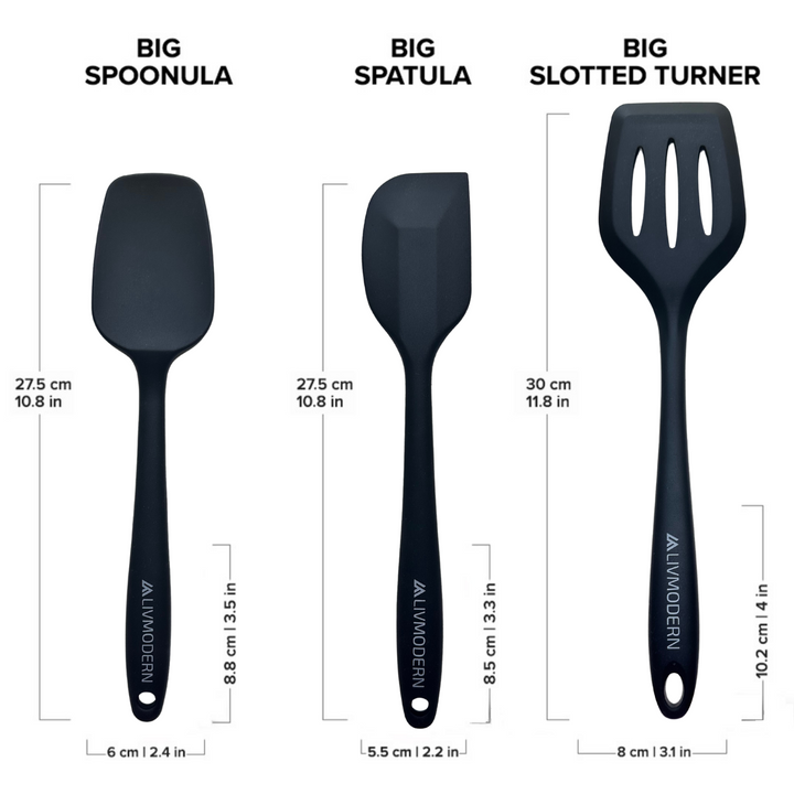Livmodern Premium Silicone Spatula Set of 4 - Black