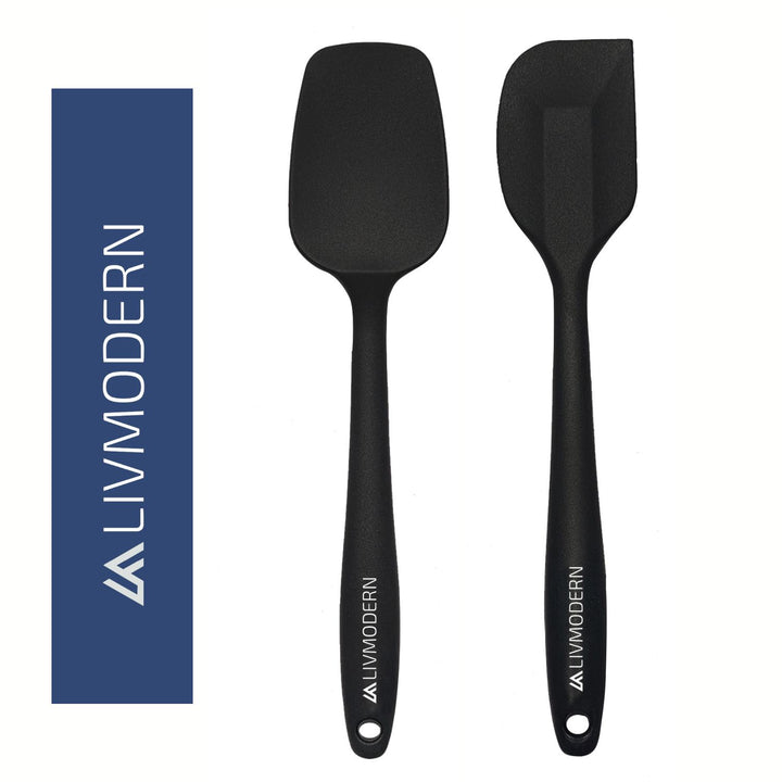 Livmodern Premium Silicone Spatula for Cooking Set of 2 - Black