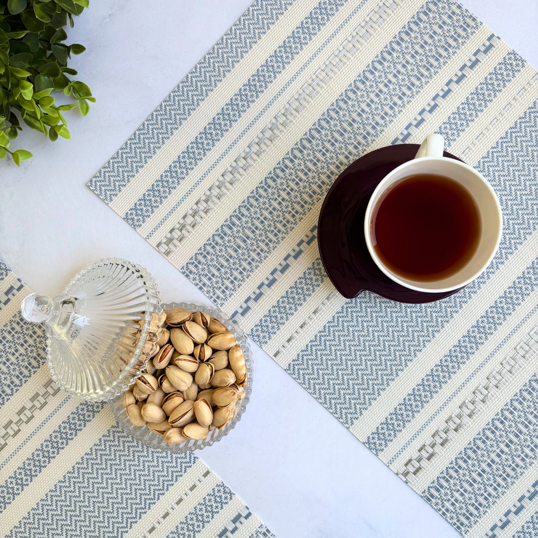 Livmodern Premium Vinyl Table Placemats - Set of 4 mats- Sapphire Weave
