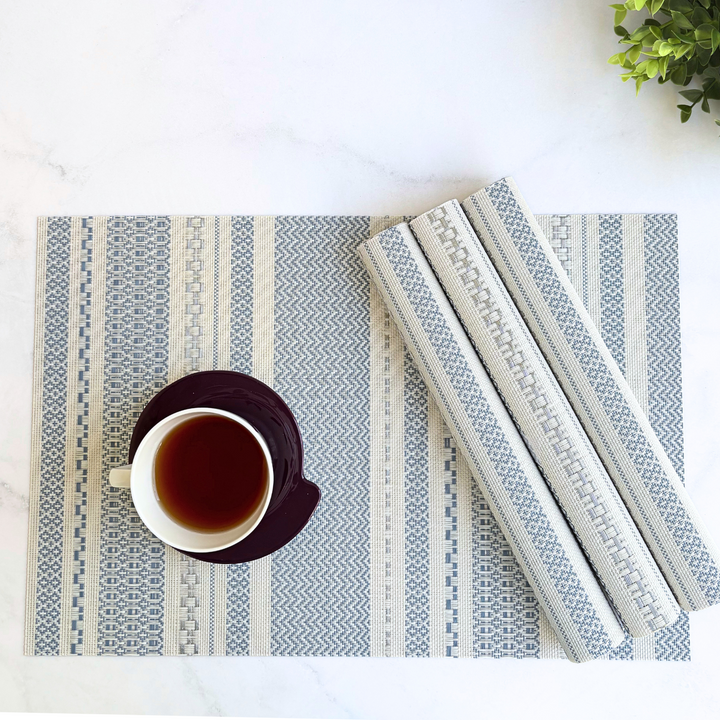 Livmodern Premium Vinyl Table Placemats - Set of 4 mats- Sapphire Weave