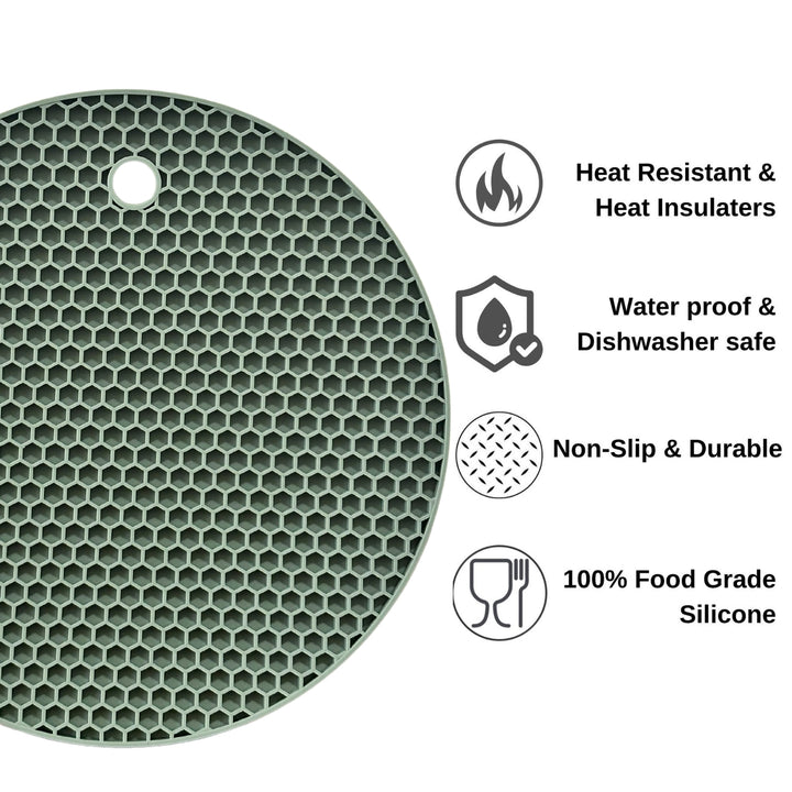 Livmodern Silicone Heat Resistant Trivets Set of 3 - Green