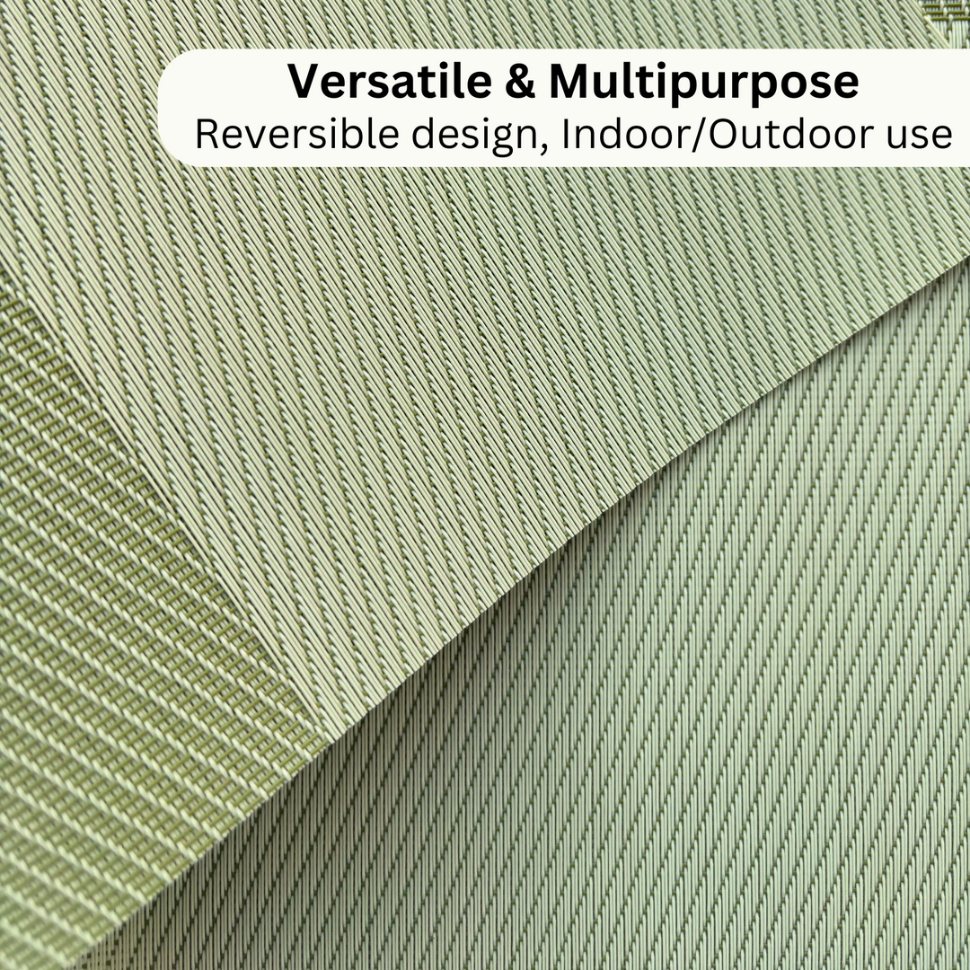 Livmodern Premium Vinyl Table Placemats - Set of 6 mats - Olive Grid