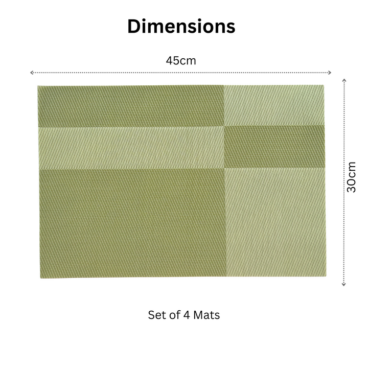 Livmodern Premium Vinyl Table Placemats - Set of 4 mats- Olive Grid