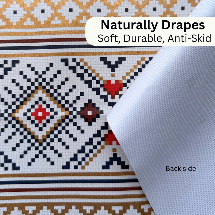 Livmodern Premium Vinyl Dining Table Cover | 6 Seater | Waterproof | Modern Elegant Design - Coloured Weave