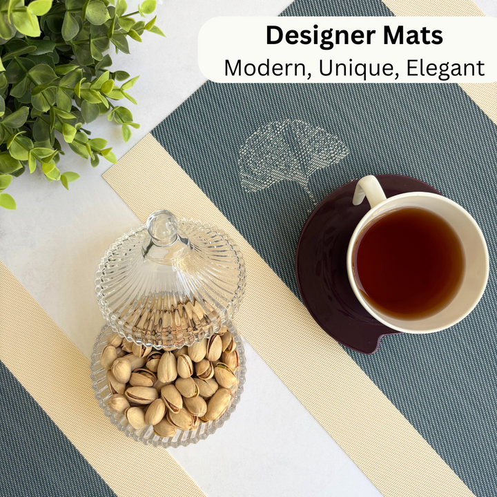 Livmodern Premium Vinyl Table Placemats - Set of 4 mats- Midnight Bloom