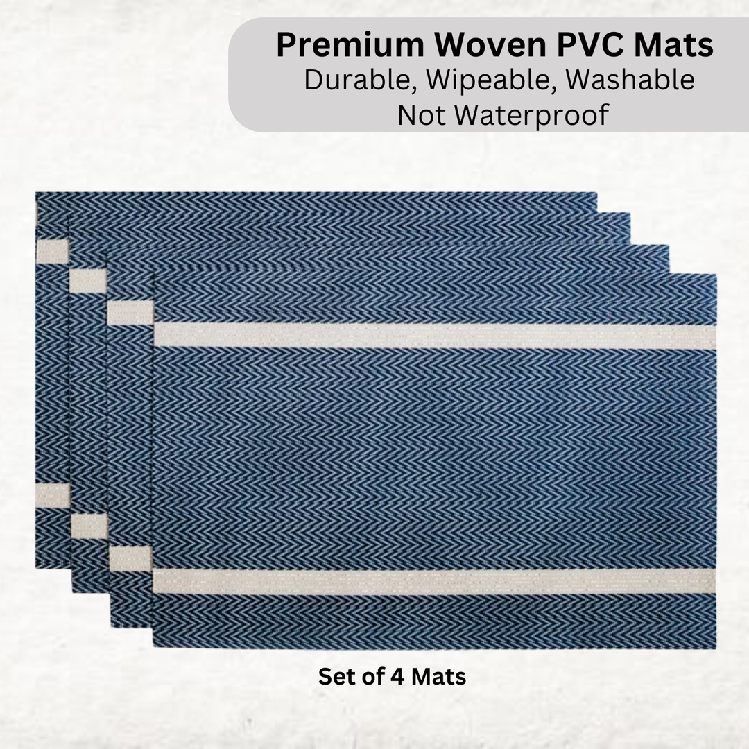 Livmodern Premium Vinyl Table Placemats - Set of 4 mats - Midnight Chevron