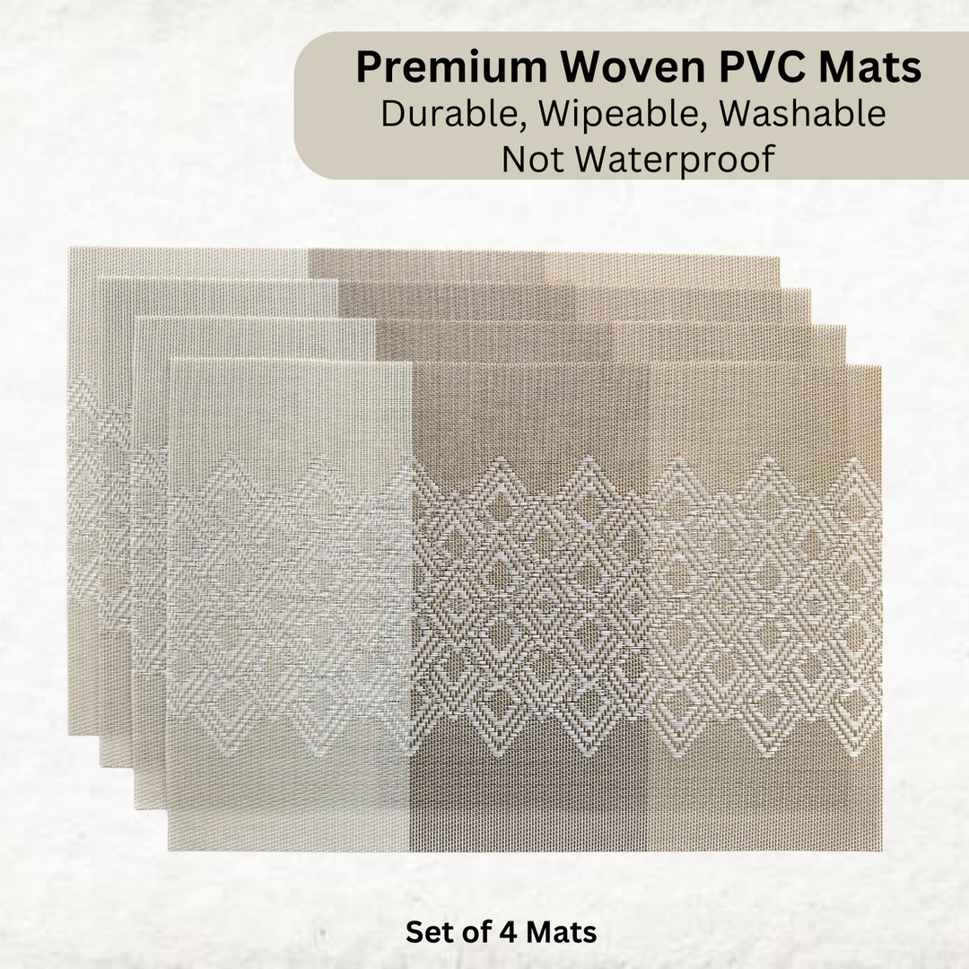 Livmodern Premium Vinyl Table Placemats - Set of 4 mats - Earthy Lattice