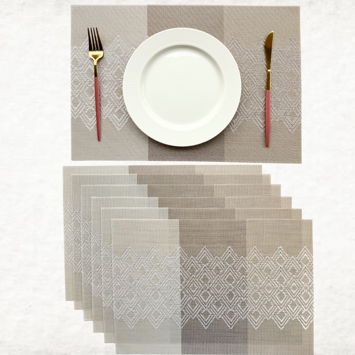 Livmodern Premium Vinyl Table Placemats - Set of 6 mats - Earthy Lattice