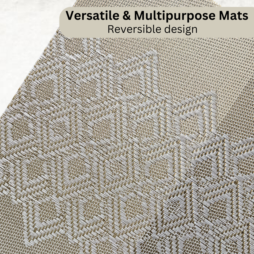 Livmodern Premium Vinyl Table Placemats - Set of 6 mats - Earthy Lattice