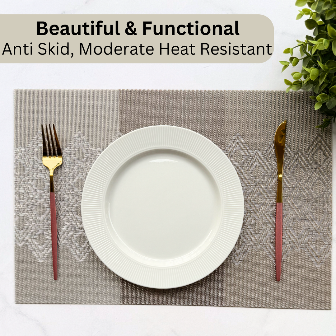 Livmodern Premium Vinyl Table Placemats - Set of 6 mats - Earthy Lattice