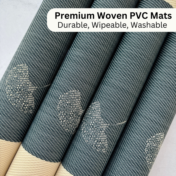 Livmodern Premium Vinyl Table Placemats - Set of 4 mats- Midnight Bloom