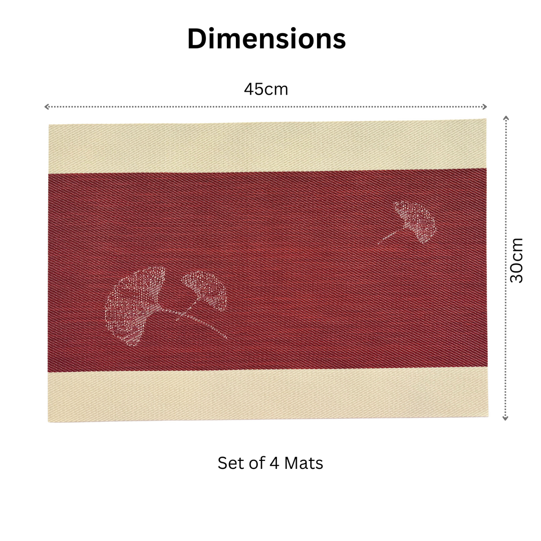 Livmodern Premium Vinyl Table Placemats - Set of 4 mats- Garnet Bloom