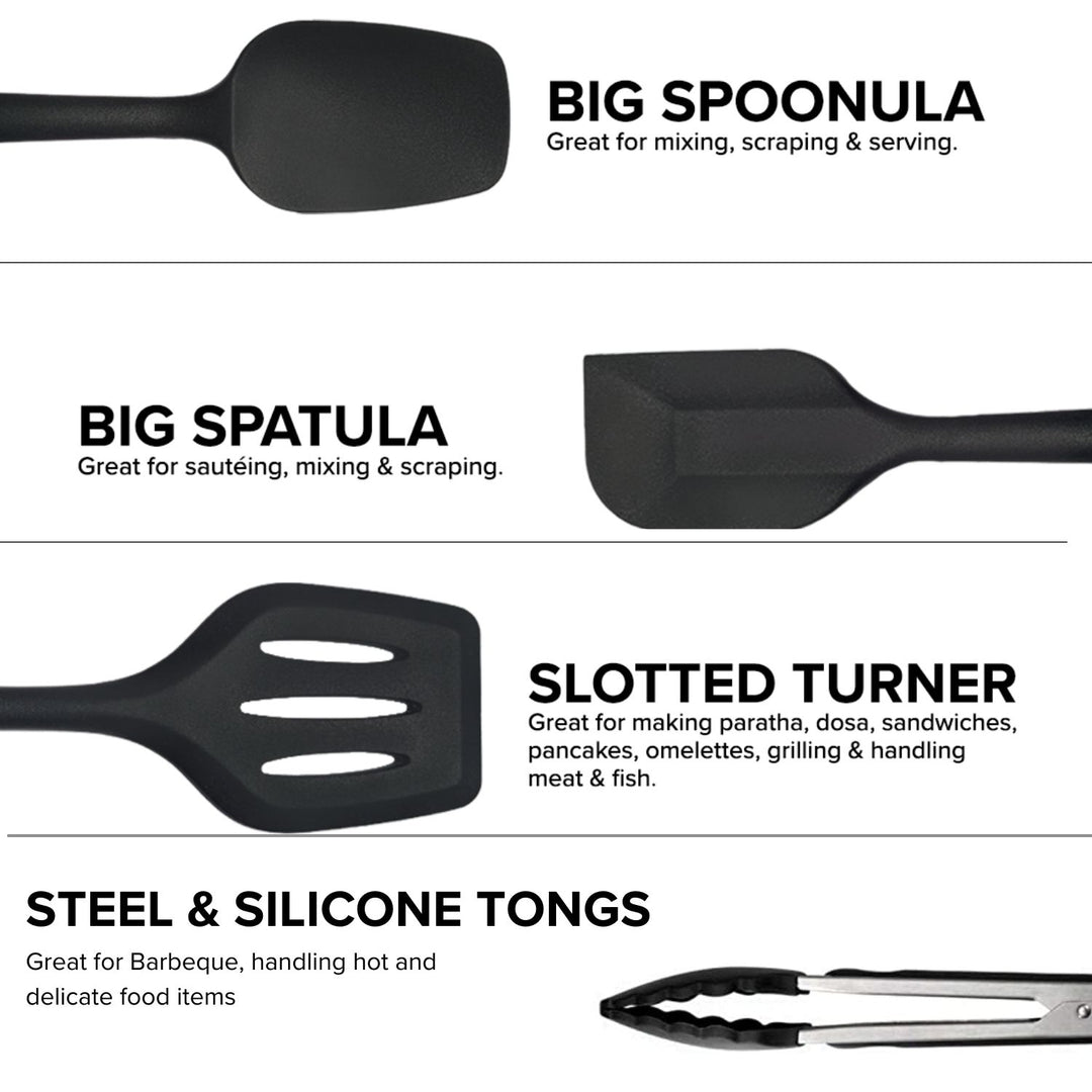 Livmodern Premium Silicone Spatula Set of 4 - Black