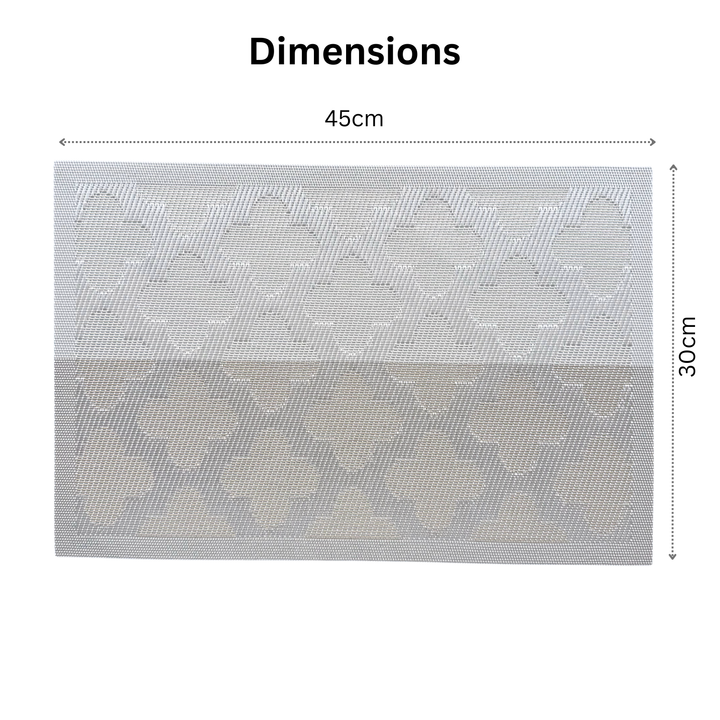 Livmodern Premium Vinyl Table Placemats - Set of 6 mats - Silver Clover