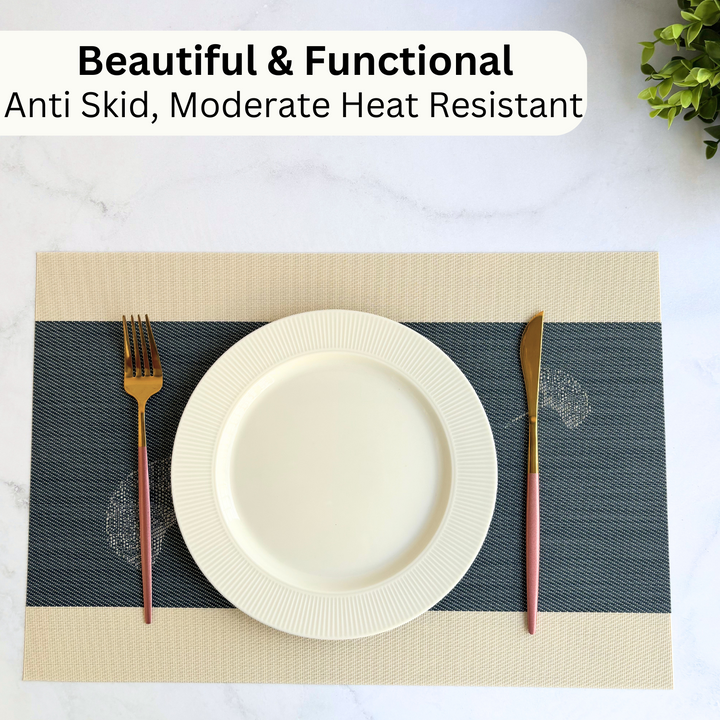 Livmodern Premium Vinyl Table Placemats - Set of 6 mats - Midnight Bloom