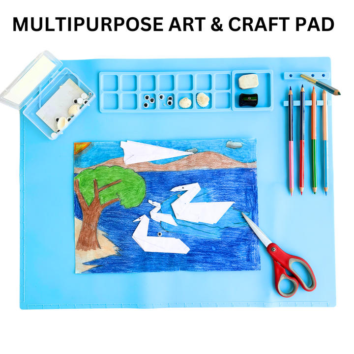 Livmodern Premium Silicone Multipurpose Art and Craft Mat for Painting, Clay, Jewelry Making, Resin Art with in-Built pallete