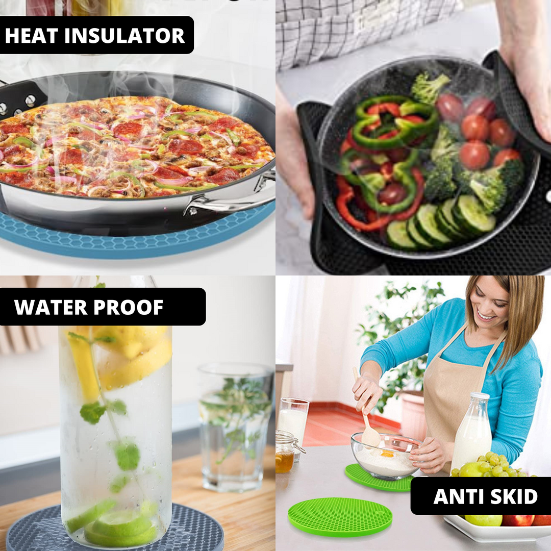 Livmodern Silicone Heat Resistant Trivets Set of 3 - Green