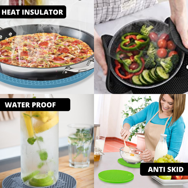 Livmodern Silicone Heat Resistant Trivets Set of 3 - Green