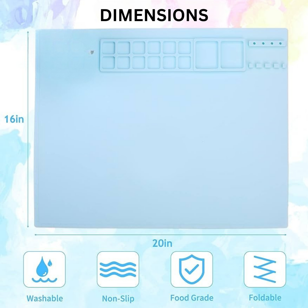 Livmodern Premium Silicone Multipurpose Art and Craft Mat for Painting, Clay, Jewelry Making, Resin Art with in-Built pallete