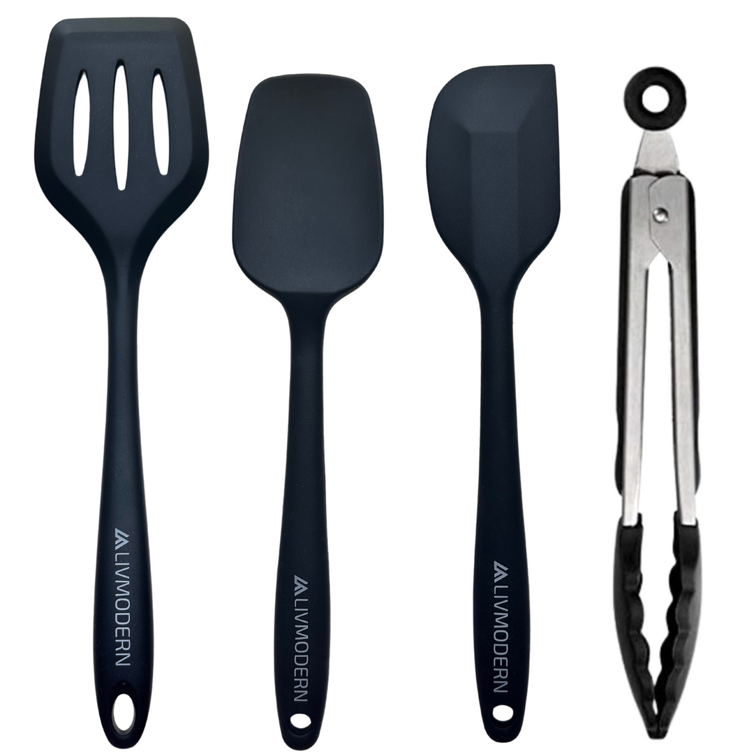 Livmodern Premium Silicone Spatula Set of 4 - Black