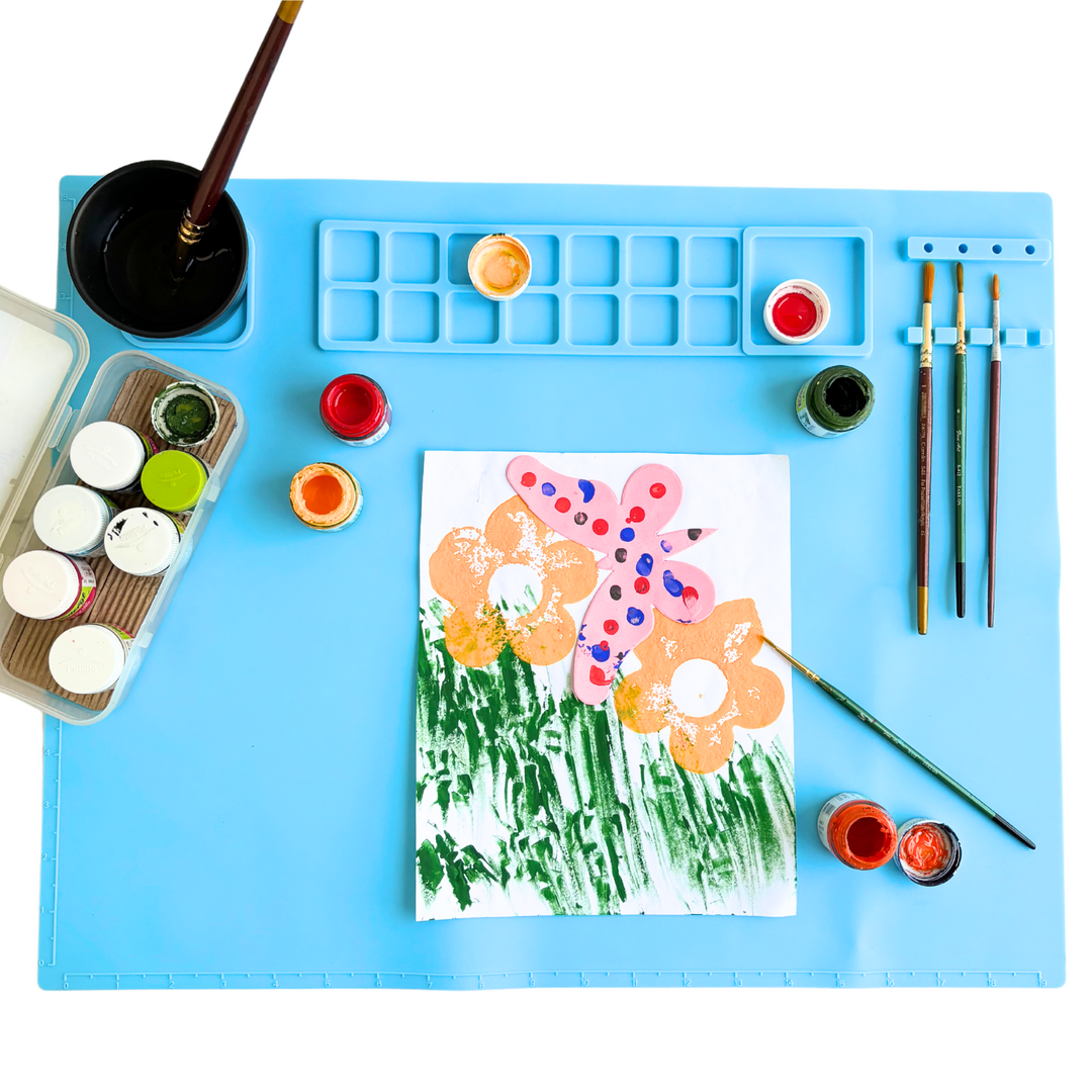 Livmodern Premium Silicone Multipurpose Art and Craft Mat for Painting, Clay, Jewelry Making, Resin Art with in-Built pallete