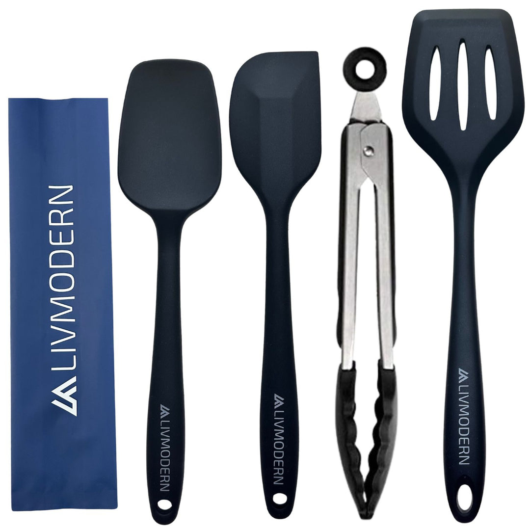 Livmodern Premium Silicone Spatula Set of 4 - Black