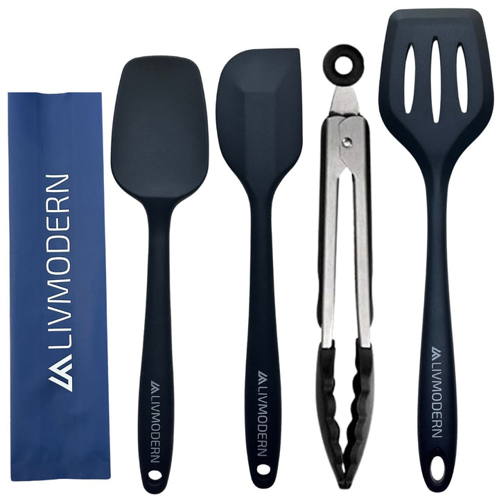 Livmodern Premium Silicone Spatula Set of 4 - Black