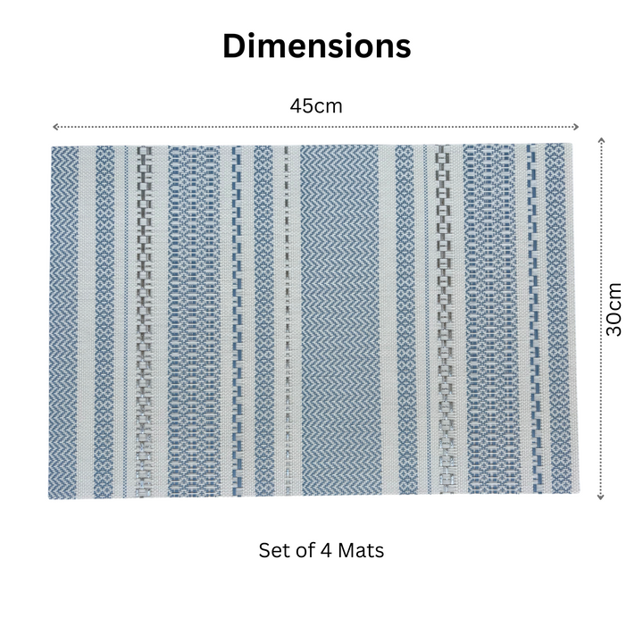 Livmodern Premium Vinyl Table Placemats - Set of 4 mats- Sapphire Weave